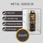 5 Katlı Açılır Kapanır Paslanmaz Metal Sebzelik Yükseklik 94 cm -(SİYAH)