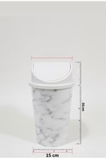 5 Litre Click Kapaklı 30 x 15 cm Mermer Desen Çöp Kovası