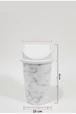 5 Litre Click Kapaklı 30 x 15 cm Mermer Desen Çöp Kovası