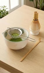 5 Parça Profesyonel Matcha Hazırlama Seti - Çelik Süzgeç, Bambu Çırpıcı, Kase, Tutucu ve Kaşık