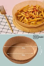 50 Adet Air Fryer Pişirme Kağıdı Tek Kullanımlık Yağ Geçirmez Yapışmaz Yuvarlak Tabak Model