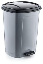50 Litre Çöp Kovası Gri Siyah Kapaklı Kova Değiştirme Özellikli Pedalli