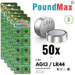 50 x PoundMax AG13 LR44 1,5 V PoundMax Alkalin Düğme Pil