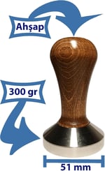 51 mm Ahşap Saplı Tamper Cafe Bar Barista Ekipmanları Kahve Espresso Temper İnox Paslanmaz