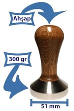 51 mm Ahşap Saplı Tamper Cafe Bar Barista Ekipmanları Kahve Espresso Temper İnox Paslanmaz