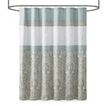 510 DESIGN Duş Perdesi, Dahili Astarlı Geometrik Dokulu Nakış Tasarımı, Modern Orta Yüzyıl Banyo Dekoru, Makinede Yıkanabilir, Kumaş Gizlilik Ekranı 72x72, Shawnee, Deniz Köpüğü