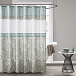 510 DESIGN Duş Perdesi, Dahili Astarlı Geometrik Dokulu Nakış Tasarımı, Modern Orta Yüzyıl Banyo Dekoru, Makinede Yıkanabilir, Kumaş Gizlilik Ekranı 72x72, Shawnee, Deniz Köpüğü