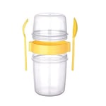 5DM-Çift Hazneli - Çatal Kaşıklı Portatif Müsli -Atıştırmalık Kabı 650 ML
