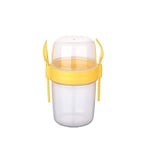 5DM-Çift Hazneli - Çatal Kaşıklı Portatif Müsli -Atıştırmalık Kabı 650 ML