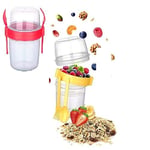 5DM-Çift Hazneli - Çatal Kaşıklı Portatif Müsli -Atıştırmalık Kabı 650 ML