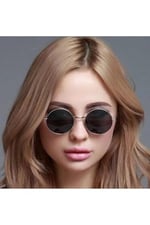 5DM Yuvarlak Cam John Lennon Tarzı Gümüş Çerçeveli Siyah Gözlük