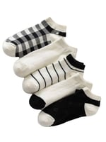 5'li Çizgili Desenli Ekonomik Paket Unisex Kısa Spor Sneakers Çorap Tek Beden