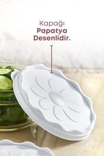 6 Adet Beyaz Plastik Kapaklı Kahvaltılık Cam Kase- Kahvaltılık Saklama Kabı 415 cc