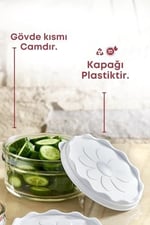 6 Adet Beyaz Plastik Kapaklı Kahvaltılık Cam Kase- Kahvaltılık Saklama Kabı 415 cc