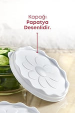 6 Adet Beyaz Plastik Kapaklı Kahvaltılık Cam Kase- Kahvaltılık Saklama Kabı 415 cc