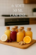 6 Adet Şeffaf Cam Shot Şişesi Mantar Tıpalı Hediyelik Koku Süs Çok Amaçlı Şişe 50ml