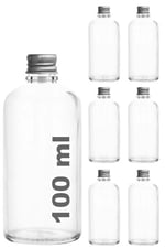 6 Adet Şeffaf Cam Shot Şişesi Sızdırmaz Gümüş Metal Kapaklı Kolonya Koku Süs Çok Amaçlı Şişe 100ml