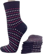 6 çift Siyah Puanlı%81 Merserize Modern Bayan Üst Kalite Moda Lüks Çorap '' Made by Japan Machine Nagata'' (36-40)