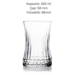 6’lı Kristal Desenli Cam Çay Bardağı Seti – 160 ml İnce Belli Modern Tasarım – Isıya Dayanıklı Cam Bardak – Şık ve Zarif Sunum İçin Çay ve Kahve Bardağı