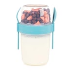 650 ml Take-go Kaşıklı Hazneli Meyveli Müsli Kabı Piknik Iş Yoğurt Süt Bardağı Kapaklı ve Kaşıklı Kahvaltı Bardakları, Tahıl Tepesi Yulaf Ezmesi Granola (Turkuaz)