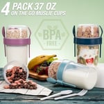 650 ml Take-go Kaşıklı Hazneli Meyveli Müsli Kabı Piknik Iş Yoğurt Süt Bardağı Kapaklı ve Kaşıklı Kahvaltı Bardakları, Tahıl Tepesi Yulaf Ezmesi Granola (Turkuaz)