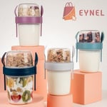 650 ml Take-go Kaşıklı Hazneli Meyveli Müsli Kabı Piknik Iş Yoğurt Süt Bardağı Kapaklı ve Kaşıklı Kahvaltı Bardakları, Tahıl Tepesi Yulaf Ezmesi Granola (Turkuaz)