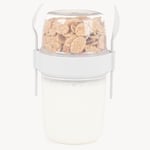 650 ml Take-go Kaşıklı Hazneli Meyveli Müsli Kabı Piknik Iş Yoğurt Süt Bardağı Kapaklı ve Kaşıklı Kahvaltı Bardakları, Tahıl Tepesi Yulaf Ezmesi Granola (Beyaz)