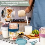 650 ml Take-go Kaşıklı Hazneli Meyveli Müsli Kabı Piknik Iş Yoğurt Süt Bardağı Kapaklı ve Kaşıklı Kahvaltı Bardakları, Tahıl Tepesi Yulaf Ezmesi Granola (Turkuaz)
