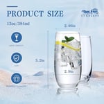 6'lı Bardak Seti, Kristal Highball Su Bardakları, Su, Meyve Suyu, İçecek, Mojito, Karışık İçecekler, Kokteyl Bardağı Seti - 15 oz için Cam Bardaklar