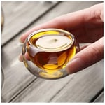 6'lı Mini Çift Cidarlı Sosluk Çay Bardağı - Şeffaf Isı Yalıtımlı Cam, 50 ml, 6cm