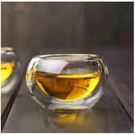 6'lı Mini Çift Cidarlı Sosluk Çay Bardağı - Şeffaf Isı Yalıtımlı Cam, 50 ml, 6cm