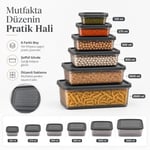 6lı Şeffaf Saklama Kabı Seti, 6 Litre, Derin Dondurucu Ve Mikrodalga İçin Çok Boyut Büyük Küçük Boy Kapaklı Yemek Gıda Depolama Kutusu, Plastik Mutfak Düzenleyici Organizer, BPA İçermez (Gri)