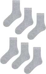 6'lı Unisex Bambu Soket Çocuk Çorap Gri 22-24