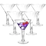 6PC Akrilik Martini Bardakları, 7oz Kırılmaz Plastikten Üretilmiş Plastik Martini Bardakları, Kırılmaz ve Havuz Kenarı, Açık Havada, Kamp ve Daha Fazla Kullanım için Mükemmel, Yeniden Kullanılabilir