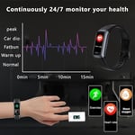 7/24 Kan Oksijen Nabız ve Uyku Monitörlü Fitness İzleyici, IP68 Su Geçirmez, 1.10''AMOLED Dokunmatik Renkli Ekran, Kadın Erkek için Adım Sayacı Sağlık Aktivite İzleyicileri (Siyah)