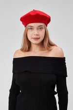 (794) Kep Kadın Sanatçı Ressam Şapkası Klasik Fransız Bere Moda Sanatçı Şapkası Bere Keçe Fransız Şapka-1