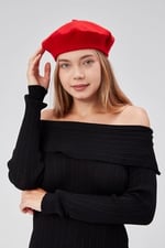 (794) Kep Kadın Sanatçı Ressam Şapkası Klasik Fransız Bere Moda Sanatçı Şapkası Bere Keçe Fransız Şapka-1