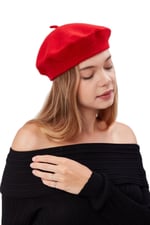 (794) Kep Kadın Sanatçı Ressam Şapkası Klasik Fransız Bere Moda Sanatçı Şapkası Bere Keçe Fransız Şapka-1