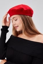 (794) Kep Kadın Sanatçı Ressam Şapkası Klasik Fransız Bere Moda Sanatçı Şapkası Bere Keçe Fransız Şapka-1