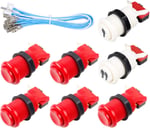 7X Arcade Düğmeleri 30 mm Happ Tipi Standart Basmalı Düğme Anahtar 20 cm Düğmeli Kablo Arcade Joystick Arcade1up Oyun Konsolu (Kırmızı)