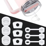 9 adet dökülmeye dayanıklı tıpa silikon Stanley Kupası 2.0 40oz/30oz Tumbler sızdırmaz su şişesi sızdırmazlık aksesuarları yuvarlak üst sızdırmaz stoper fiş ve kare kapak anti-sızıntı tıpa ve saman