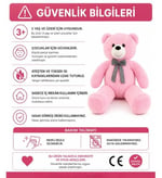 90 cm Rengarenk Papyonlu Peluş Ayıcık -% 100 YERLİ Pembe