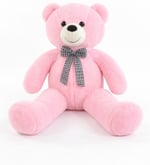 90 cm Rengarenk Papyonlu Peluş Ayıcık -% 100 YERLİ Pembe
