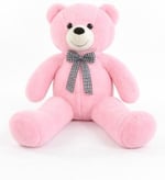 90 cm Rengarenk Papyonlu Peluş Ayıcık -% 100 YERLİ Pembe