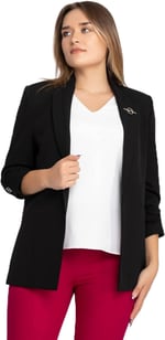 90503 Broşlu Büzgülü Kol Astarlarlı Blazer Ceket