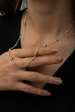925 Ayar Nazar Göz Kolye.Cam Göz Kolye.Rose.Gold.Rodaj.