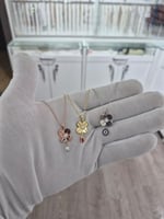 925 Ayar Papatya silver 3'lü set 4 yaprak yonca kolye.rose.gold.rodaj