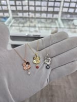 925 Ayar Papatya silver 3'lü set 4 yaprak yonca kolye.rose.gold.rodaj