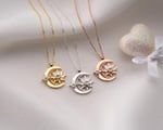 925 Ayar Papatya Silver Ay Güneş Beyaz İncili Kolye.rose.gold.rodaj