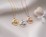 925 Ayar Papatya Silver Ay Güneş Beyaz İncili Kolye.rose.gold.rodaj